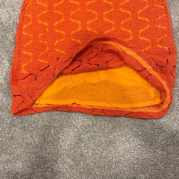 Y2K Vintage Trina Turk Orange Crochet Mini Dress size 4 EUC - Picture 6 of 11